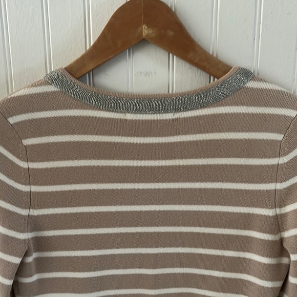 Banana Republic Beige and White Striped Cardigan Sweater sz Small - Picture 10 of 12